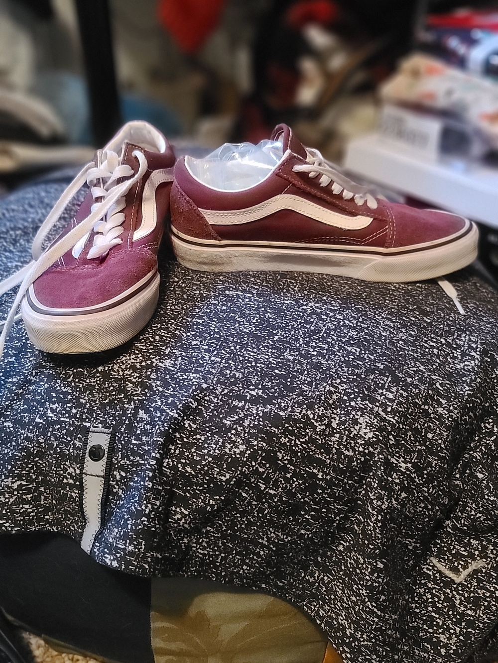 Vans Old Skool Women's Burgundy and White Sneakers